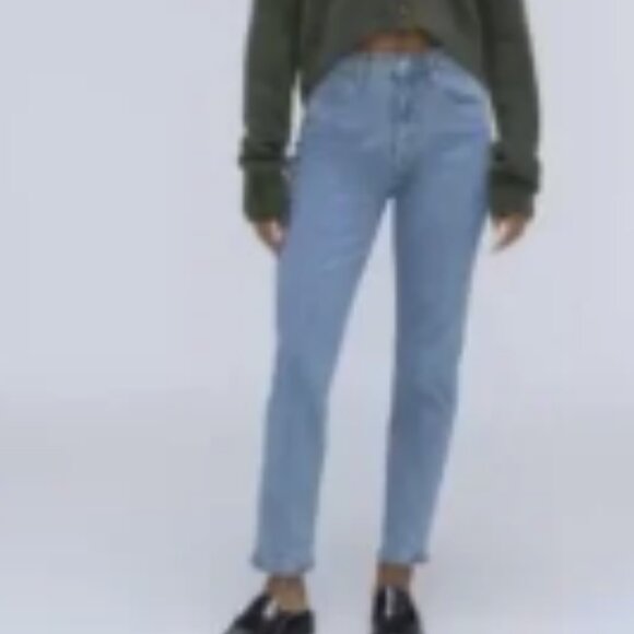 Everlane Med Wash High Waisted Cheeky Cropped Jeans Sz 24 - Picture 2 of 12
